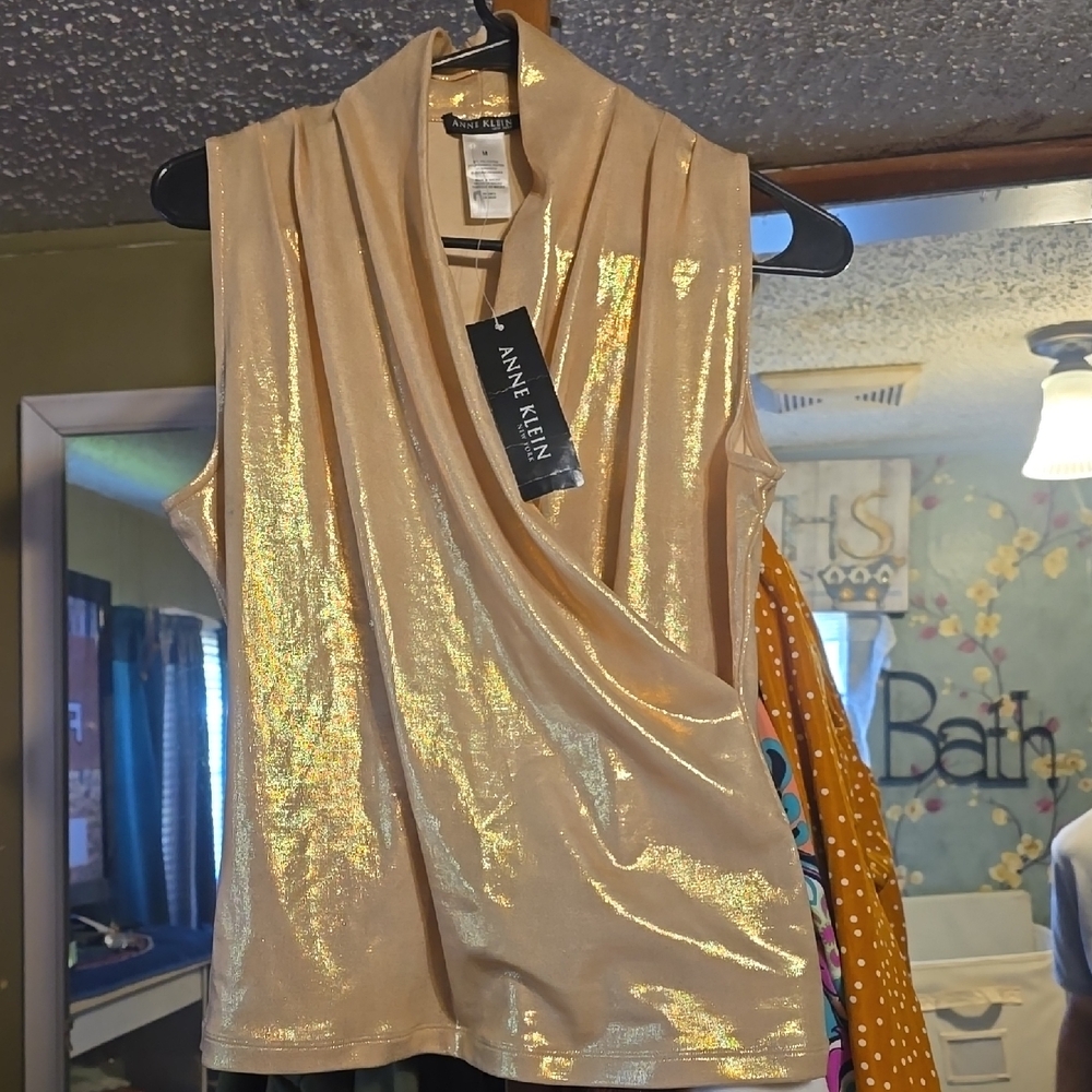 Anne Klein Gold Sleeveless Top